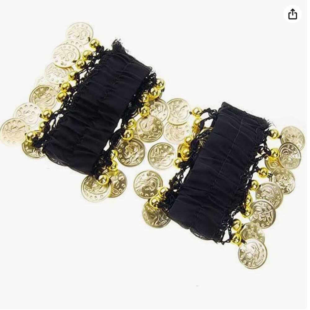 Pack of 3 Black Belly Dance Wrist Arm Bracelets Halloween Costume Part